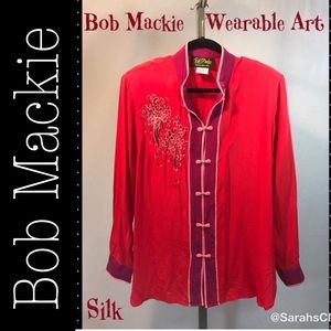 Bob Mackie Vintage Red Silk Blouse